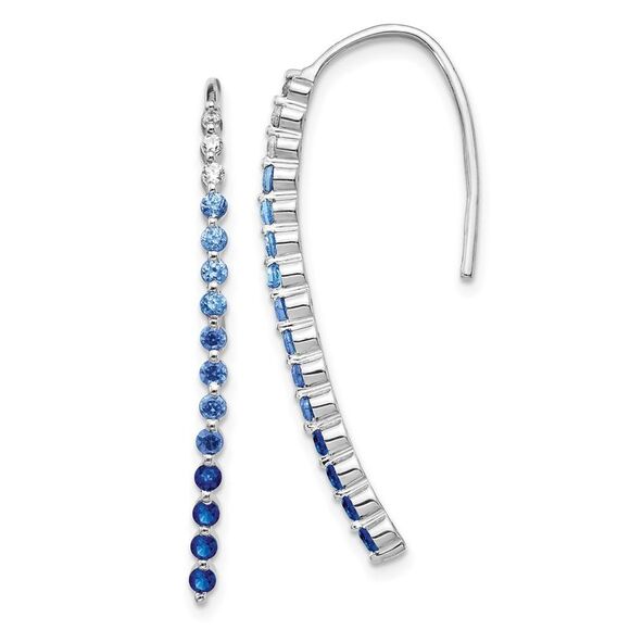 14k White Gold Diamond & Sapphire Earrings